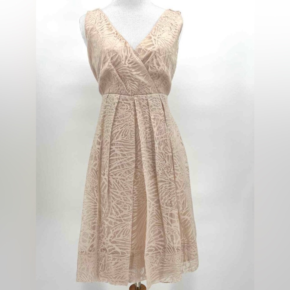 Diane Von Furstenberg Sleeveless Ringwald Peach Burnout Dress Faux Leather Belt - Picture 9 of 11